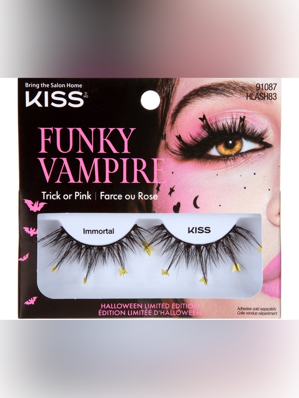 KISS Funky Vampire Immortal False Lashes - Black with Yellow Accents